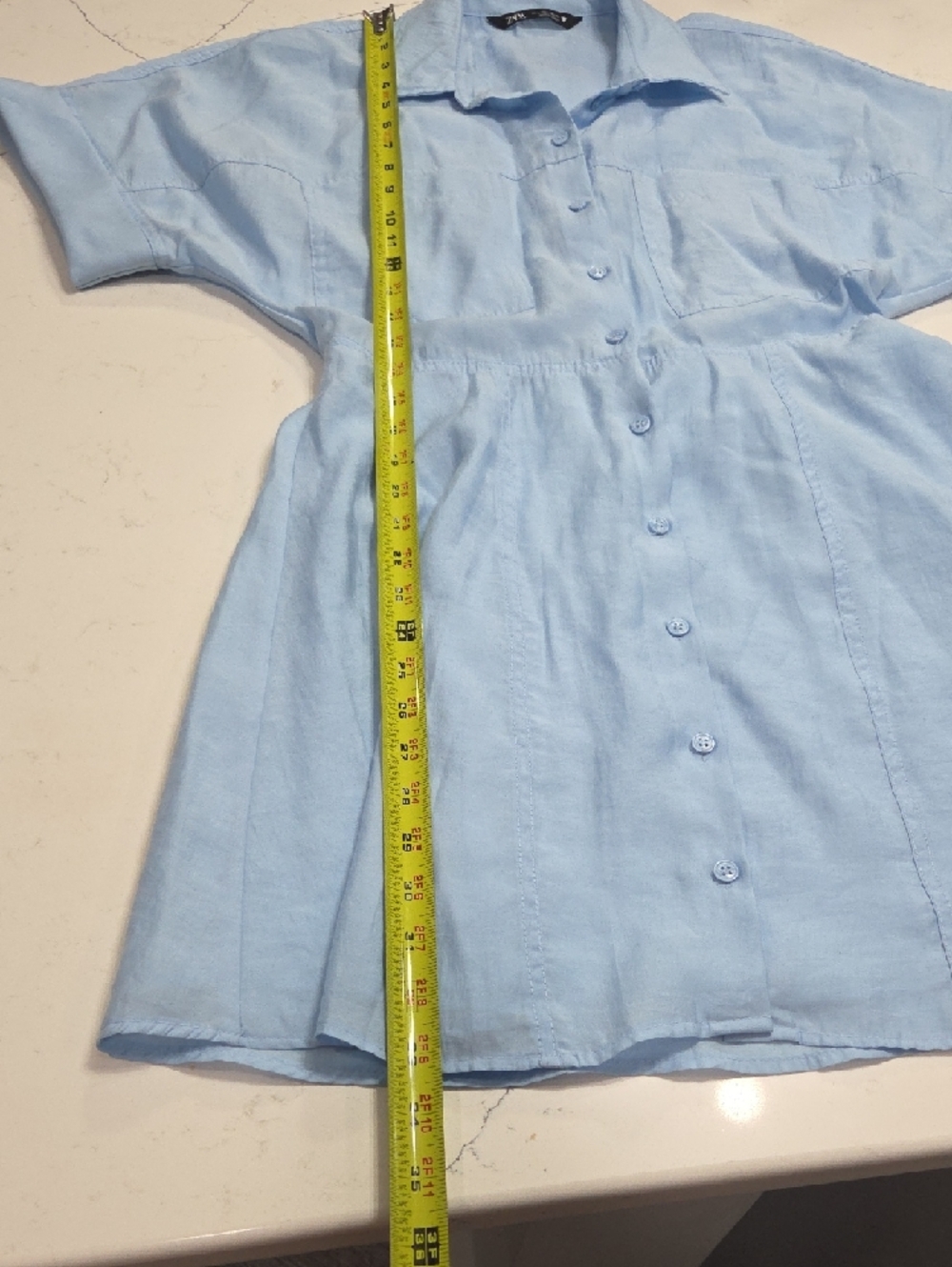 ZARA Light Blue Button-Up Dress Shirt SzL Gentle Used - Picture 8 of 9